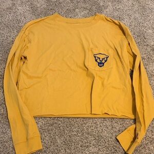 Yellow Long Sleeve Crop Top Pitt Shirt